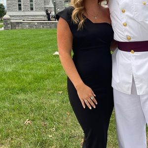 one shoulder floor length dress